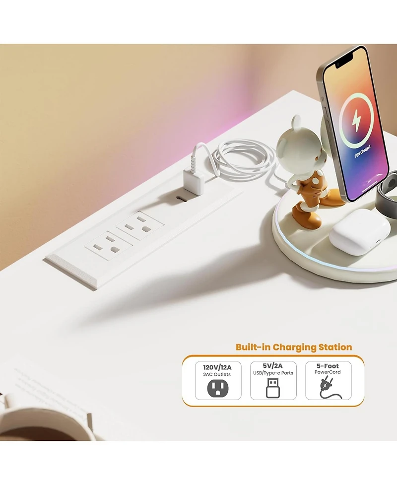 gaomon 9-Drawer Dresser, 63" Wide Chest with Led Lights & Charging Station, Large Storage Organizer Tv Stand for Living Room, Hallway