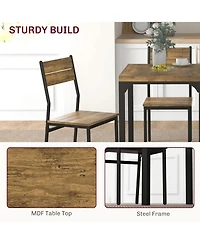 Industrial Contemporary Compact Breakfast Nook 3pc Table and Chairs Set