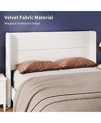 gaomon Queen Velvet Bed Frame with Wingback Headboard, Upholstered Platform Bed with Wood Slats, No Box Spring Needed