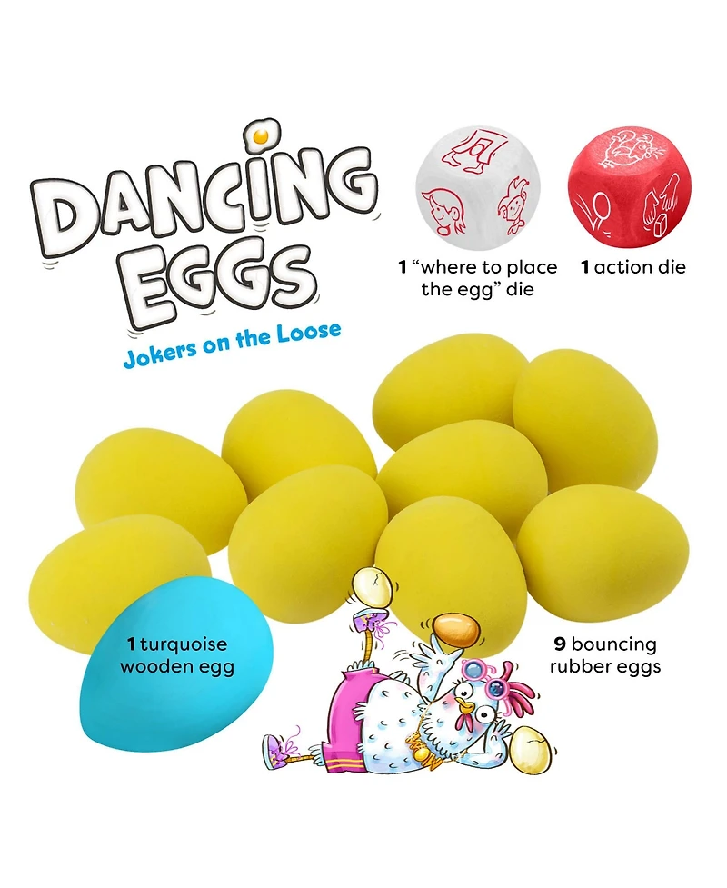 Haba Dancing Eggs: Active Kids Game for Ages 5+, Award-Winning Fast-Paced Party Games for Adults and Family with Bouncing Rubber Eggs and Dice