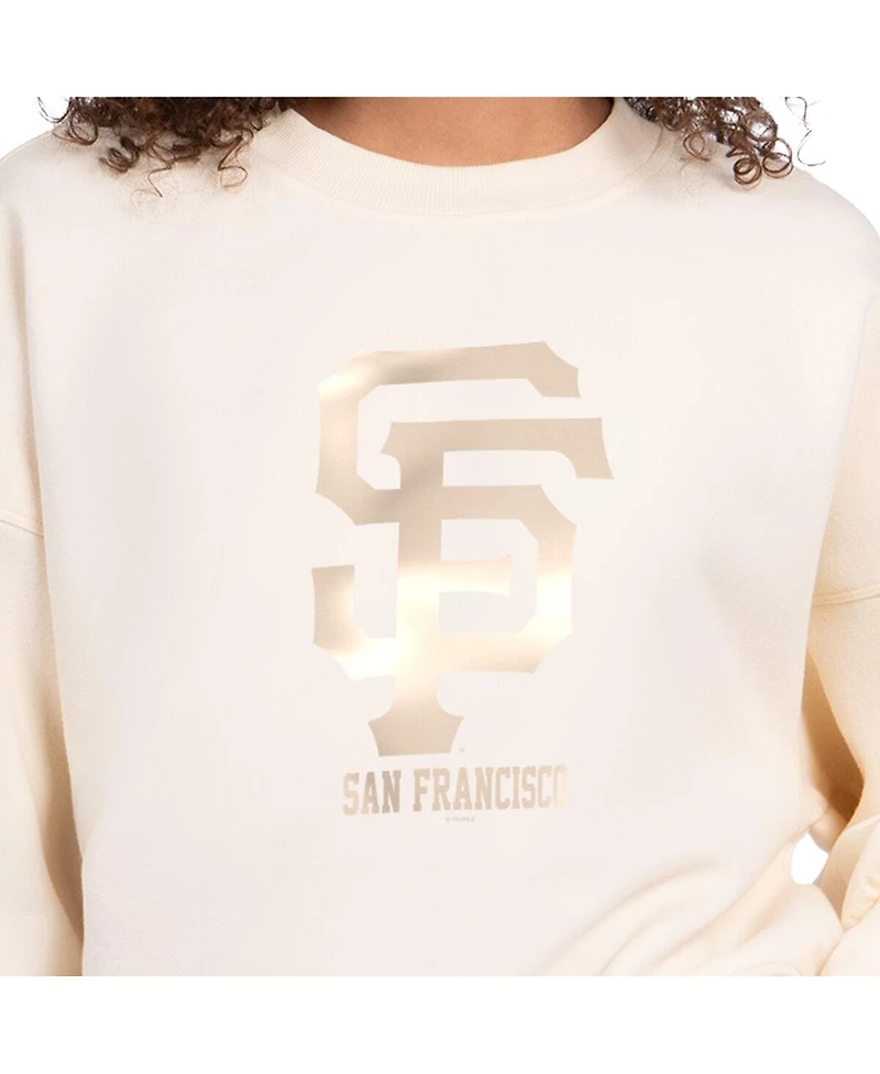 Starter Women's Cream San Francisco Giants Pastels Boxy Fleece Sweatshirt
