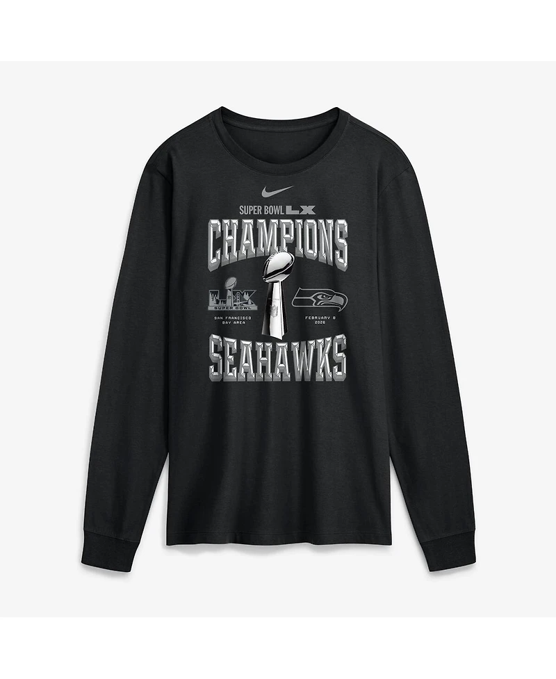 Nike Men's Black Seattle Seahawks Super Bowl Lx Champions Locker Room Trophy Collection Long Sleeve T-Shirt