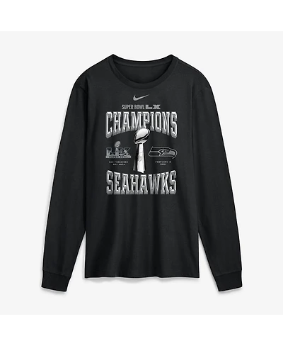 Nike Men's Black Seattle Seahawks Super Bowl Lx Champions Locker Room Trophy Collection Long Sleeve T-Shirt