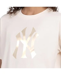 Starter Women's Cream New York Yankees Pastels Boxy Cropped T-Shirt
