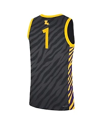 Nike Men's and Women's 1 Anthracite Lsu Tigers Replica Basketball Jersey