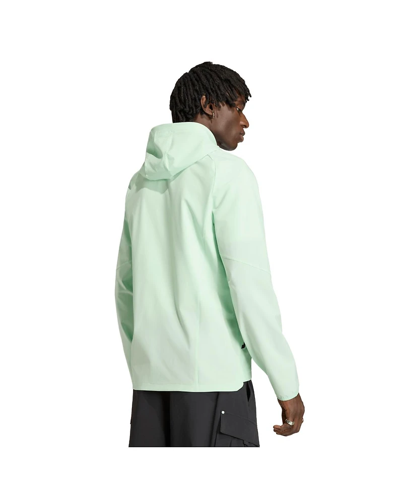 Adidas Men's Green Austin Fc Tiro Travel Full-Zip Hooded Windbreaker Jacket