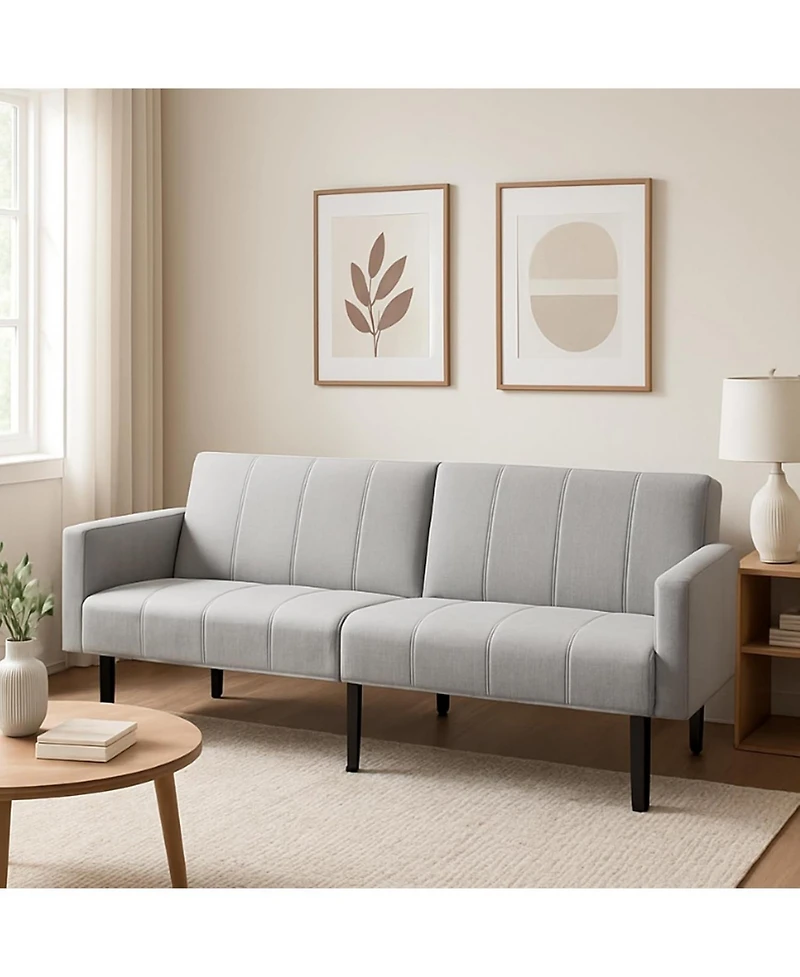 Gaomon 75.5" Linen Flannel Double Sofa Bed, 3-Position Recliner Mid-Century Sleeper