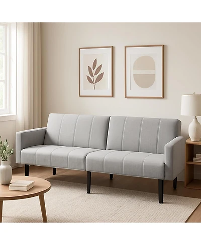 Gaomon 75.5" Linen Flannel Double Sofa Bed, 3-Position Recliner Mid-Century Sleeper