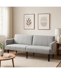 Gaomon 75.5" Linen Flannel Double Sofa Bed, 3-Position Recliner Mid-Century Sleeper