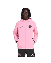 Adidas Men's Light Pink Inter Miami Cf Tiro Travel Full-Zip Hooded Windbreaker Jacket