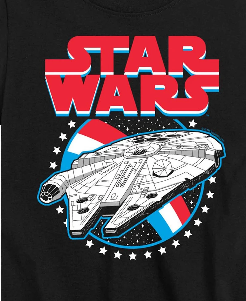 Star Wars Boys' 8-20 Millennium Falcon Americana Short-Sleeve Graphic T-Shirt