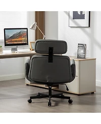 Clihome Modern Swivel Gaming Chair Pu Lounge Desk with Wide Seat, Office Chairs