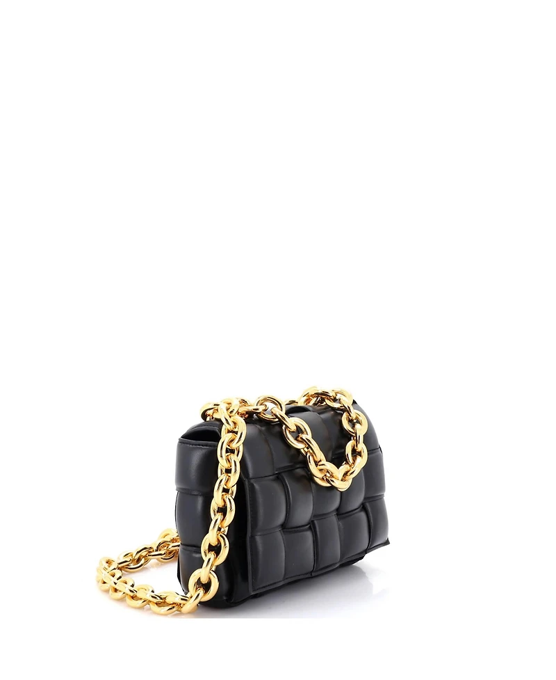 Pre-Owned Bottega Veneta Cassette Chain Crossbody Bag Padded Maxi Intrecciato Leather