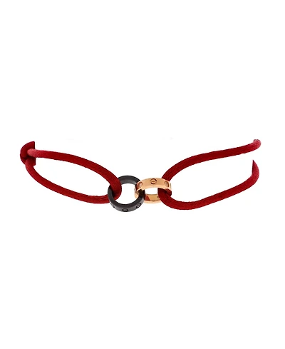 Pre-Owned Cartier Charity Love 4 Diamonds Double Rings On Cord Bracelet