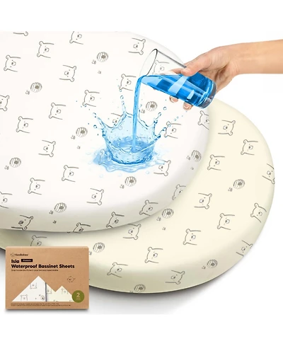 KeaBabies 2-Pack Isla Waterproof Bassinet Sheets for Boy, Girl, Baby Fitted Mattress Protector Cover