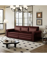 Streamdale Furniture Chesterfield Sleeper Sofa Bed, Pull Out, Faux Leather, Nailhead Trim