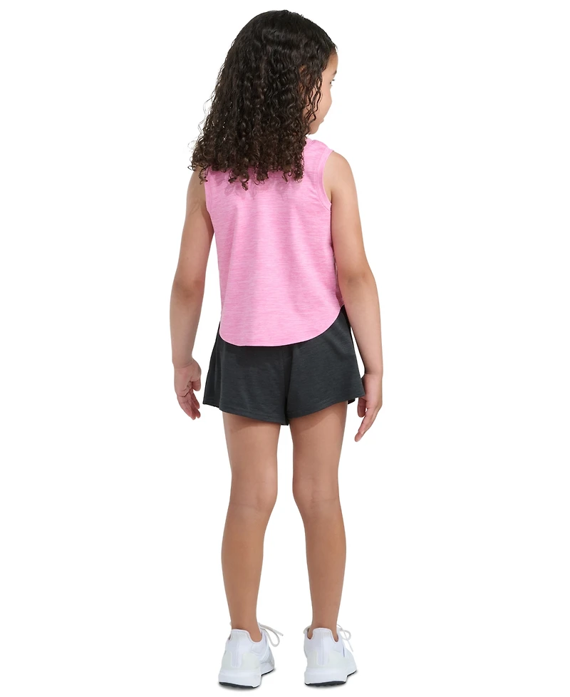 adidas Girls' 2T-6X Sleeveless Melange Flounce Tank Top and Shorts, 2-Piece Set