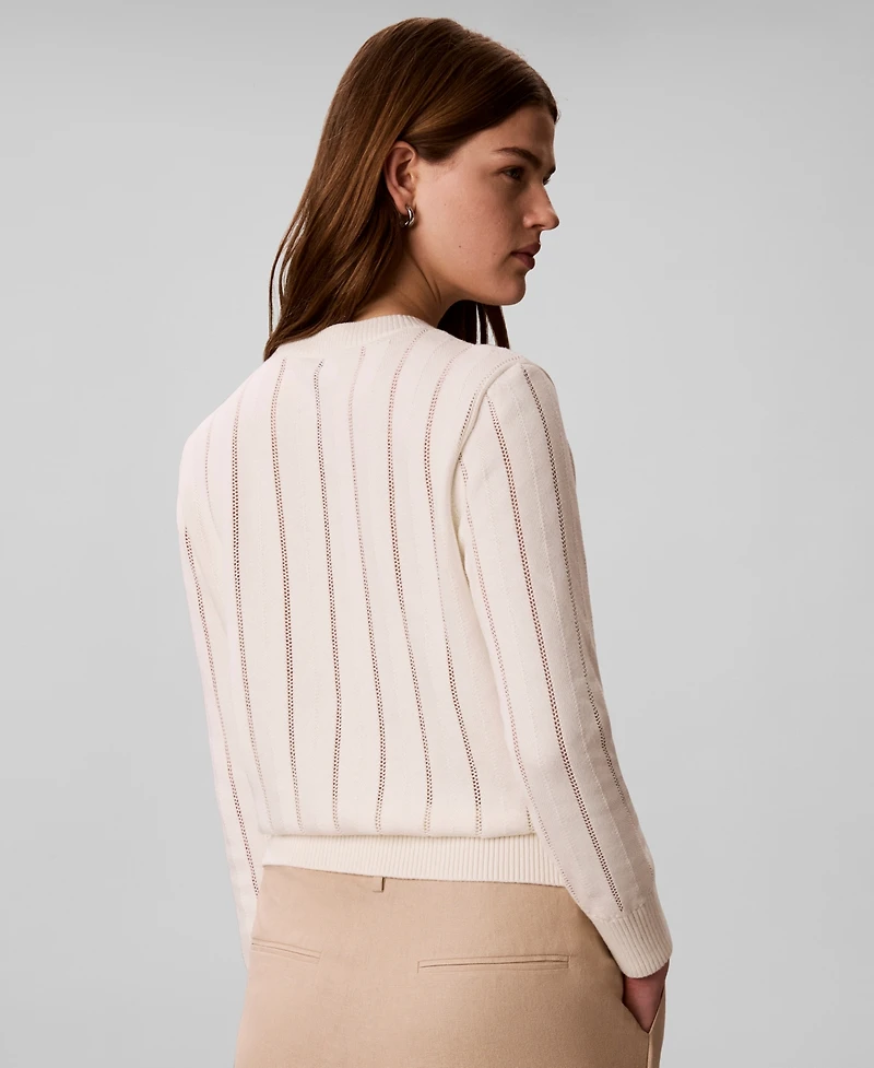 Calvin Klein Women's Long-Sleeve Relaxed-Fit Crew-Neck Sweater
