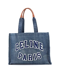 Pre-Owned Celine Large Cabas Thais Tote Denim with Applique