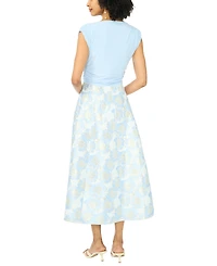 Msk Women's 3/4-Length-Sleeve Boat Neck Printed Jacket Dress