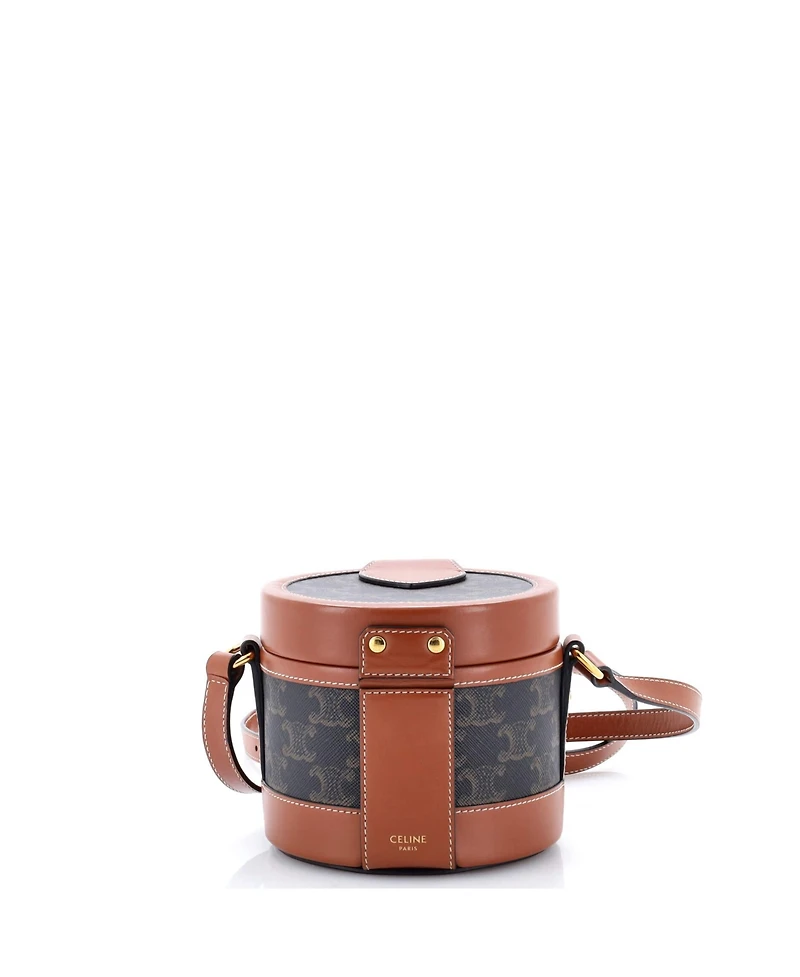Pre-Owned Celine Small Tambour Bag Triomphe Coated Canvas