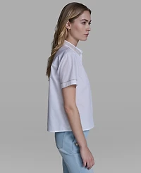 Karl Lagerfeld Paris Women's Short-Sleeve Collared Top