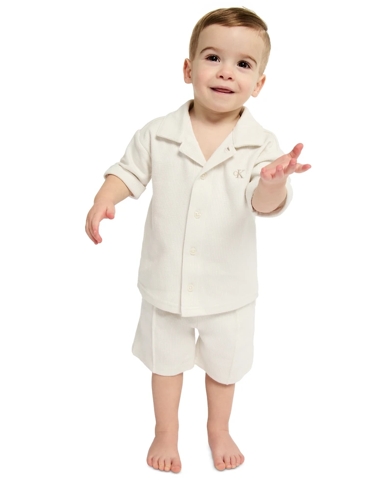 Calvin Klein Baby Boys' Novelty Knit Shirt and Shorts, 2-Piece Set