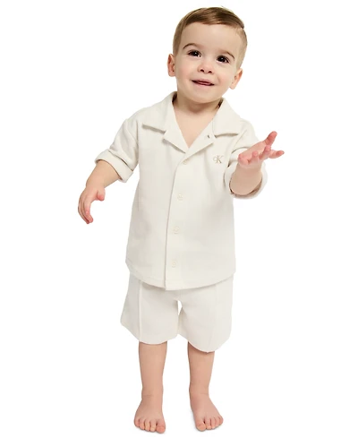 Calvin Klein Baby Boys' Novelty Knit Shirt and Shorts, 2-Piece Set