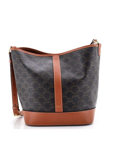 Pre-Owned Celine Medium Bucket Bag Triomphe Coated Canvas