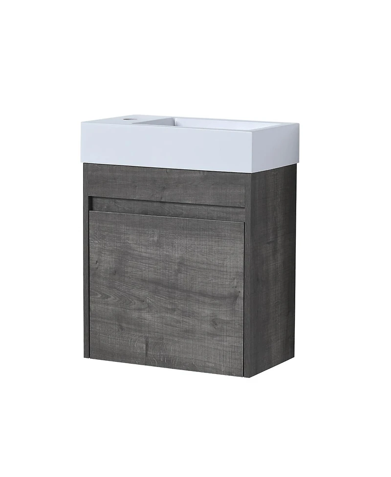 Sillysis 18" Wall Mounted Bathroom Vanity with Resin Sink, Soft Close Door & Ample Storage for Small Spaces