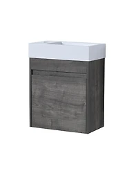 Sillysis 18" Wall Mounted Bathroom Vanity with Resin Sink, Soft Close Door & Ample Storage for Small Spaces