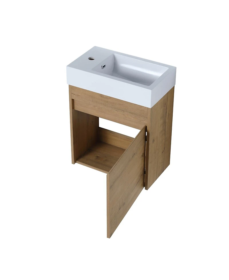Sillysis 18" Wall Mounted Bathroom Vanity with Resin Sink, Soft Close Door & Ample Storage for Small Spaces