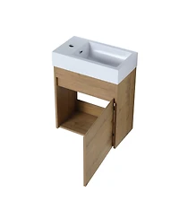 Sillysis 18" Wall Mounted Bathroom Vanity with Resin Sink, Soft Close Door & Ample Storage for Small Spaces