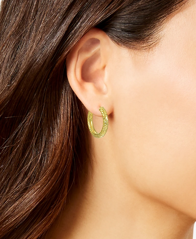 Macy's Diamond Cut Hoop Earrings in 10k Yellow Gold
