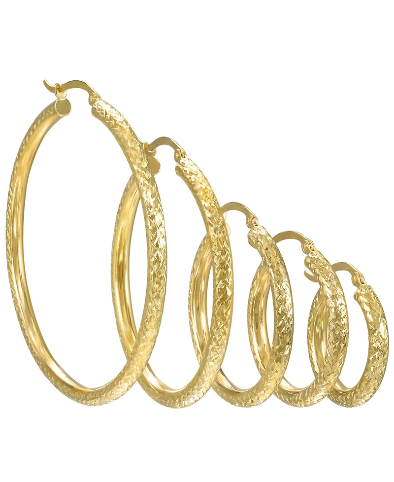 Macy's Diamond-Cut Hoop Earrings in 10k Yellow Gold