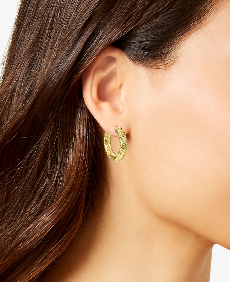 Macy's Diamond-Cut Hoop Earrings 4x20mm in 10k Yellow Gold