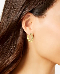 Macy's Diamond-Cut Hoop Earrings 4x20mm in 10k Yellow Gold