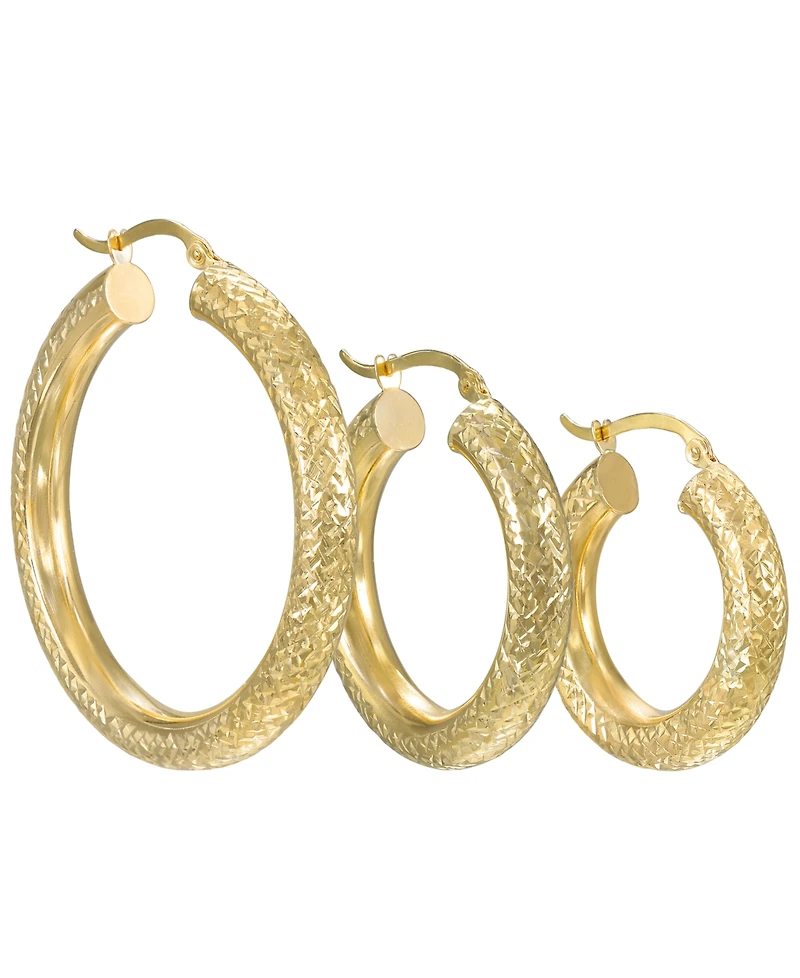 Macy's Diamond Cut Hoop Earrings in 10k Yellow Gold