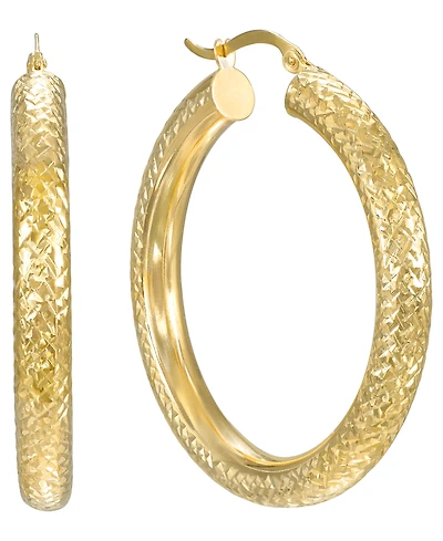 Macy's Diamond Cut Hoop Earrings in 10k Yellow Gold