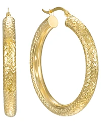 Macy's Diamond Cut Hoop Earrings in 10k Yellow Gold