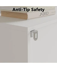 gaomon 3-Shelf Bookcase with Cabinet, 71" Tall Storage Bookshelf with Open Shelves and Door Organizer, Modern White Book Shelf