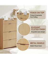 gaomon Slim Modern Fluted Shoe Cabinet with 3 Flip Drawers and 2 Top Drawers