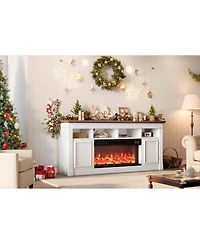 gaomon 68" Fireplace Tv Stand, 36" Fireplace, 4 Flame Colors with Remote, Farmhouse Storage Cabinet