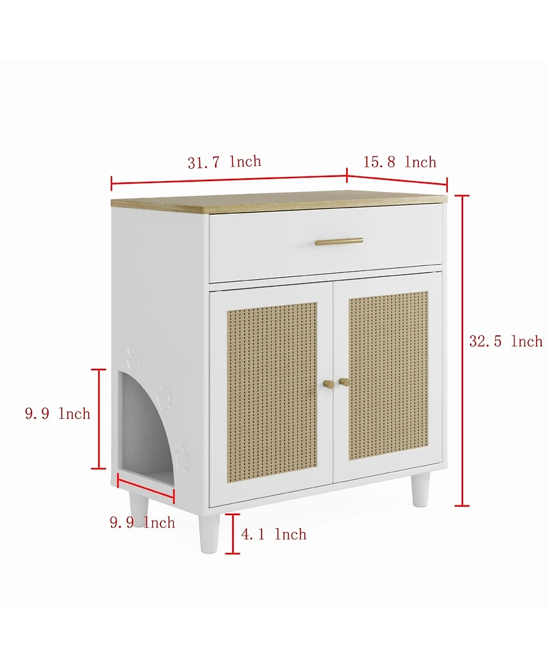 Clihome Wooden Pet House Sideboard, Farmhouse Buffet Cabinet with Storage, White