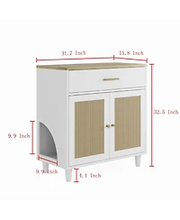 Clihome Wooden Pet House Sideboard, Farmhouse Buffet Cabinet with Storage, White