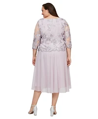 Alex Evenings Plus Boat Neck Midi Dress