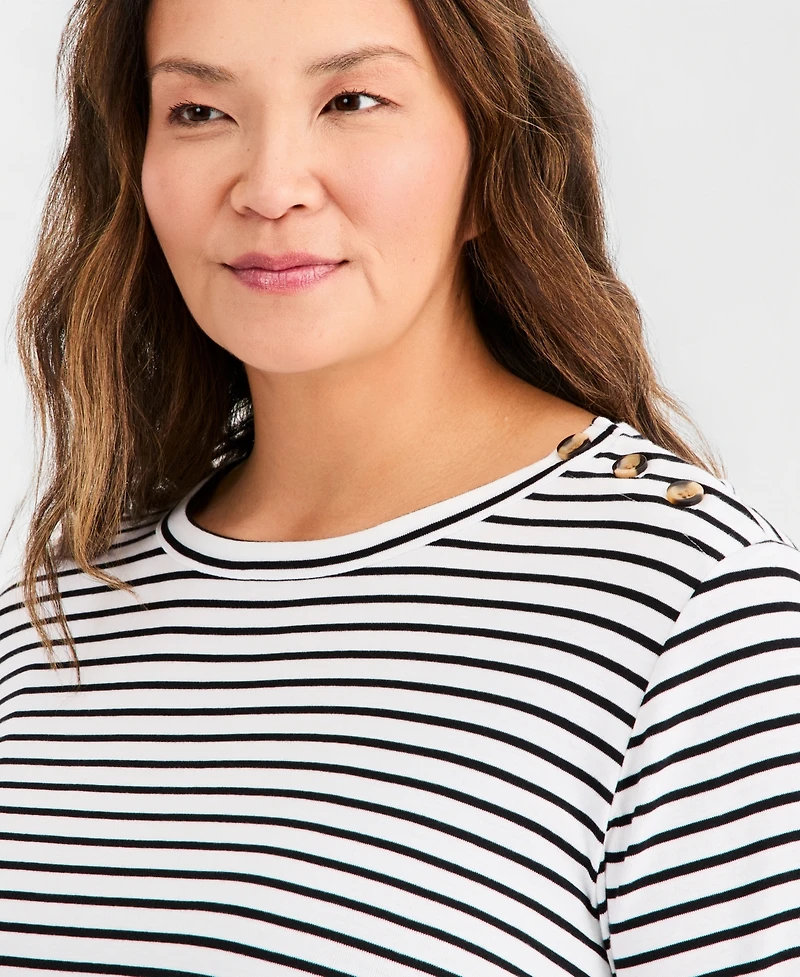 Style & Co Plus Cuffed Elbow-Sleeve Top, Macy's Exclusive