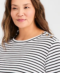 Style & Co Plus Cuffed Elbow-Sleeve Top, Macy's Exclusive