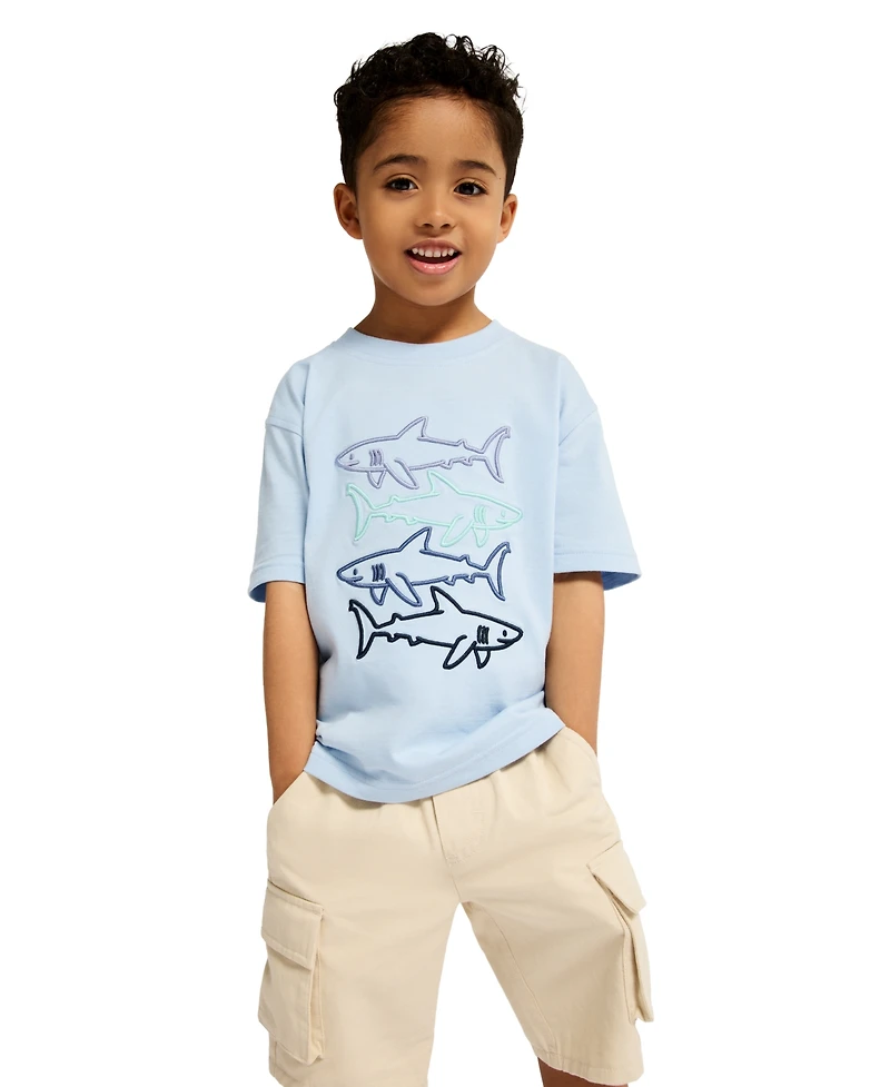 Kids Headquarters Boys' Toddler 2T-5T Short-Sleeve Fish T-Shirt and Poplin Cargo Shorts, 2-Piece Set