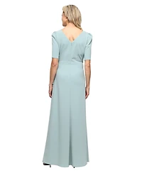 Alex Evenings Petite Embellished-Neck Ruffle Gown